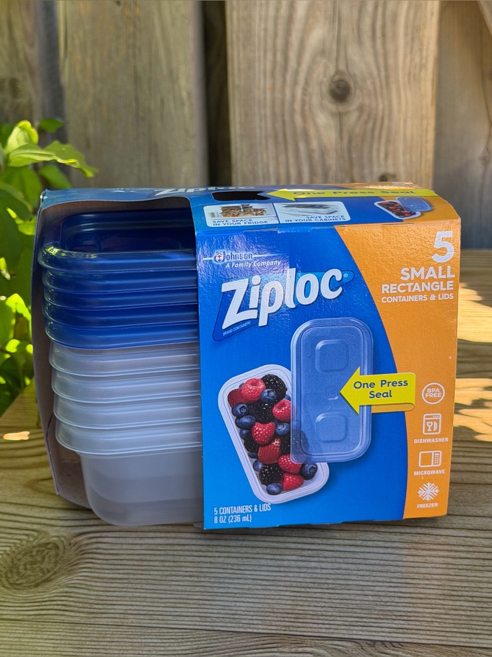 Ziploc One Press Seal Small Rectangle Container 5 Ct Brand New Discontinued